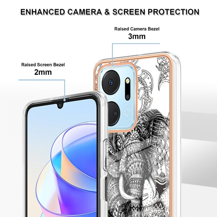 For Honor X7a Electroplating Marble Dual-side IMD Phone Case(Totem Elephant) - Honor Cases by PMC TechLife | Online Shopping South Africa | PMC TechLife | Buy Now Pay Later Mobicred