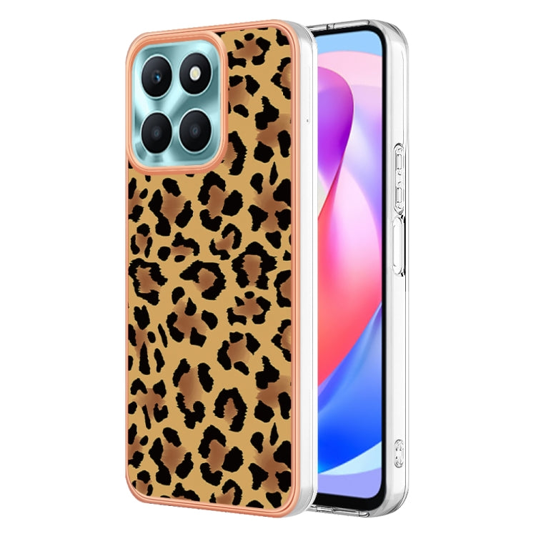 For Honor X6a Electroplating Marble Dual-side IMD Phone Case(Leopard Print) - Honor Cases by PMC Jewellery | Online Shopping South Africa | PMC Jewellery | Buy Now Pay Later Mobicred