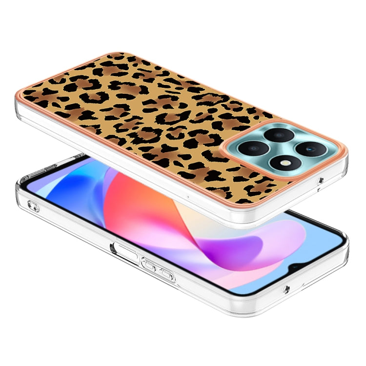 For Honor X6a Electroplating Marble Dual-side IMD Phone Case(Leopard Print) - Honor Cases by PMC Jewellery | Online Shopping South Africa | PMC Jewellery | Buy Now Pay Later Mobicred