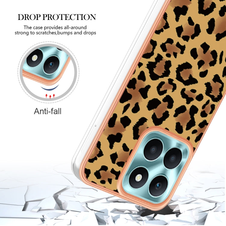 For Honor X6a Electroplating Marble Dual-side IMD Phone Case(Leopard Print) - Honor Cases by PMC Jewellery | Online Shopping South Africa | PMC Jewellery | Buy Now Pay Later Mobicred