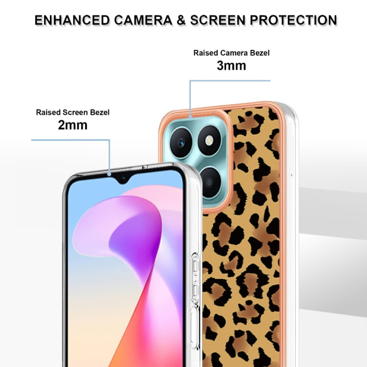 For Honor X6a Electroplating Marble Dual-side IMD Phone Case(Leopard Print) - Honor Cases by PMC Jewellery | Online Shopping South Africa | PMC Jewellery | Buy Now Pay Later Mobicred