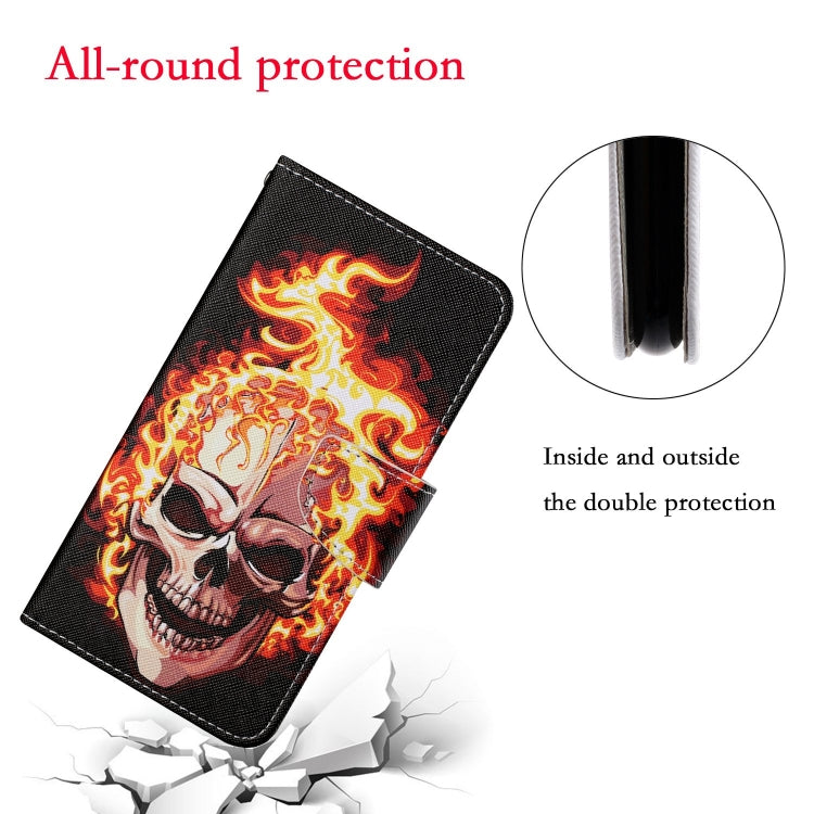 For iPhone 16 3D Colored Drawing Flip Leather Phone Case(Flame Skull) - iPhone 16 Cases by PMC Jewellery | Online Shopping South Africa | PMC Jewellery | Buy Now Pay Later Mobicred