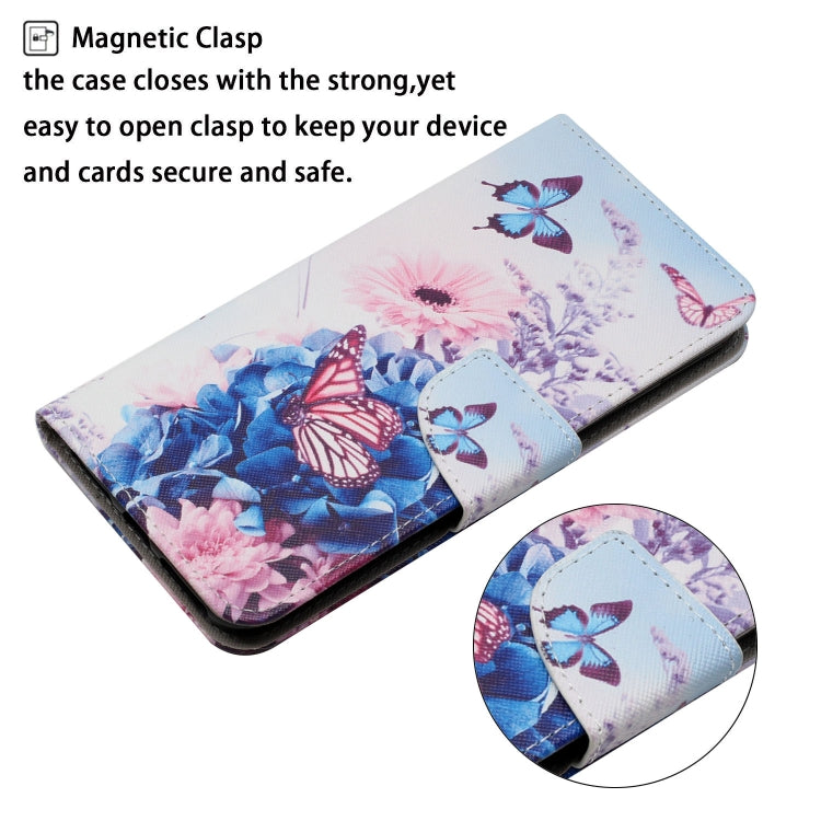 For iPhone 16 3D Colored Drawing Flip Leather Phone Case(Purple butterfly) - iPhone 16 Cases by PMC TechLife | Online Shopping South Africa | PMC TechLife | Buy Now Pay Later Mobicred