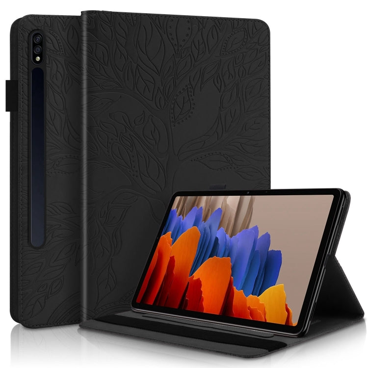 For Samsung Galaxy Tab S9+ Life Tree Series Horizontal Flip Leather Tablet Case(Black) - Galaxy Tab S9+ Cases by PMC Jewellery | Online Shopping South Africa | PMC Jewellery | Buy Now Pay Later Mobicred