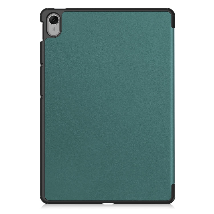 For Huawei MatePad 11.5 2023 Custer Texture 3-Fold Holder Leather Tablet Case(Green) - Huawei by PMC TechLife | Online Shopping South Africa | PMC TechLife