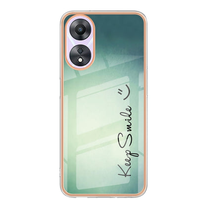 For OPPO A78 / A58 Electroplating Marble Dual-side IMD Phone Case(Smile) - OPPO Cases by PMC Jewellery | Online Shopping South Africa | PMC Jewellery | Buy Now Pay Later Mobicred