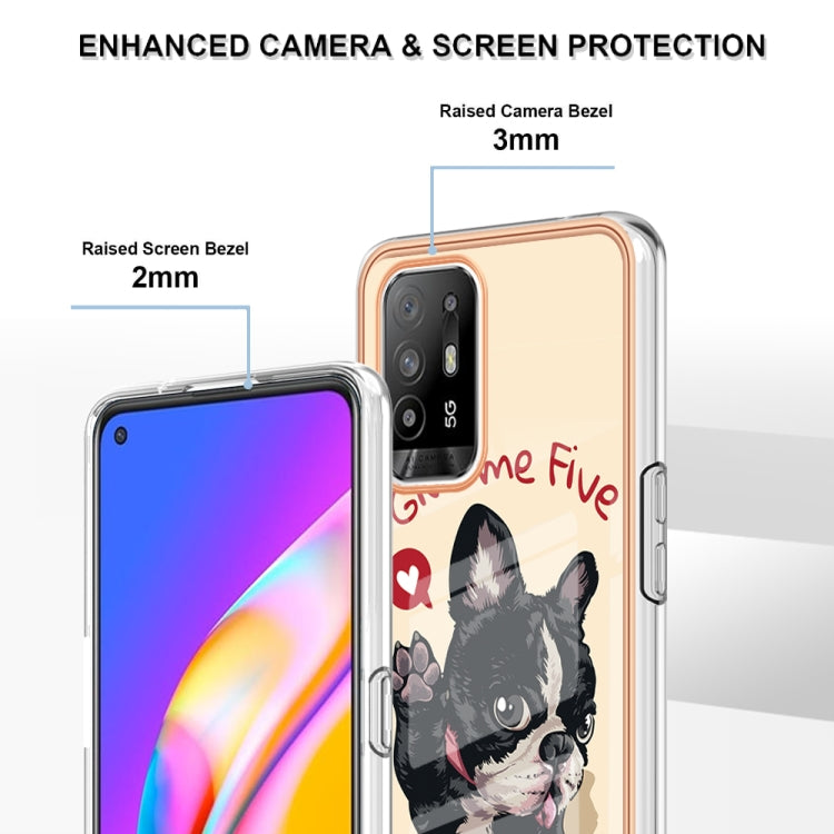 For OPPO A94 5G / A95 5G Electroplating Marble Dual-side IMD Phone Case(Lucky Dog) - OPPO Cases by PMC Jewellery | Online Shopping South Africa | PMC Jewellery | Buy Now Pay Later Mobicred