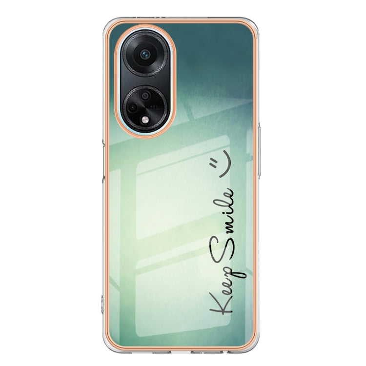 For OPPO A98 Electroplating Marble Dual-side IMD Phone Case(Smile) - OPPO Cases by PMC Jewellery | Online Shopping South Africa | PMC Jewellery | Buy Now Pay Later Mobicred