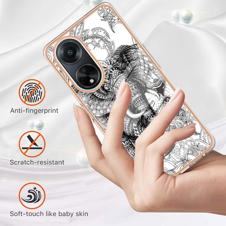 For OPPO A98 Electroplating Marble Dual-side IMD Phone Case(Totem Elephant) - OPPO Cases by PMC Jewellery | Online Shopping South Africa | PMC Jewellery | Buy Now Pay Later Mobicred