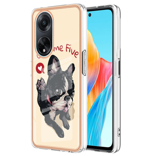 For OPPO A98 Electroplating Marble Dual-side IMD Phone Case(Lucky Dog) - OPPO Cases by PMC Jewellery | Online Shopping South Africa | PMC Jewellery | Buy Now Pay Later Mobicred