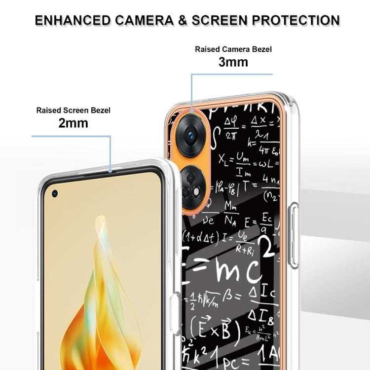 For OPPO Reno8 T 4G Electroplating Marble Dual-side IMD Phone Case(Equation) - OPPO Cases by PMC Jewellery | Online Shopping South Africa | PMC Jewellery | Buy Now Pay Later Mobicred