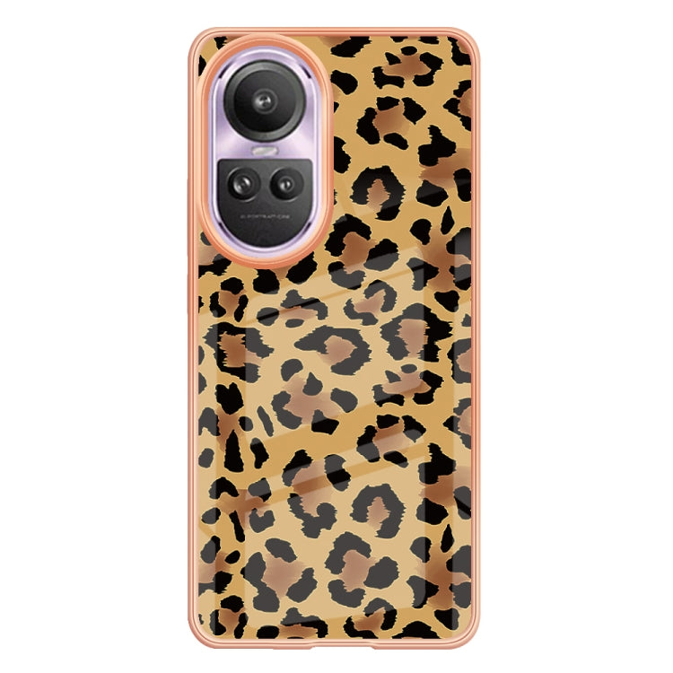 For OPPO Reno10 Pro 5G Global Electroplating Marble Dual-side IMD Phone Case(Leopard Print) - OPPO Cases by PMC Jewellery | Online Shopping South Africa | PMC Jewellery | Buy Now Pay Later Mobicred