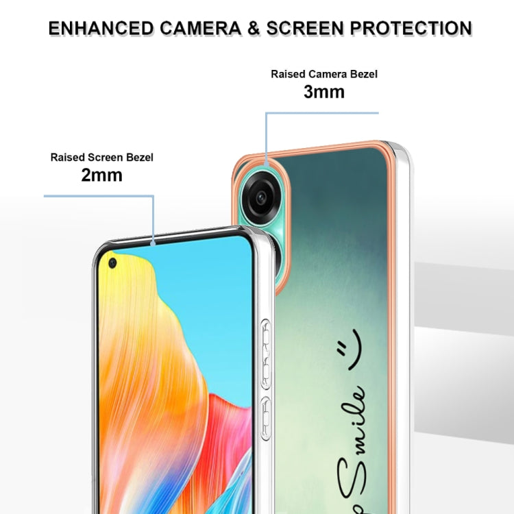 For OPPO A78 4G Electroplating Marble Dual-side IMD Phone Case(Smile) - OPPO Cases by PMC Jewellery | Online Shopping South Africa | PMC Jewellery | Buy Now Pay Later Mobicred