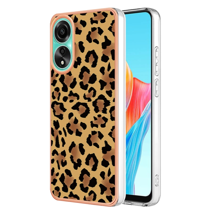 For OPPO A78 4G Electroplating Marble Dual-side IMD Phone Case(Leopard Print) - OPPO Cases by PMC Jewellery | Online Shopping South Africa | PMC Jewellery | Buy Now Pay Later Mobicred