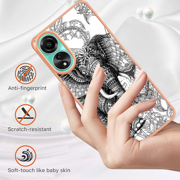 For OPPO A78 4G Electroplating Marble Dual-side IMD Phone Case(Totem Elephant) - OPPO Cases by PMC Jewellery | Online Shopping South Africa | PMC Jewellery | Buy Now Pay Later Mobicred