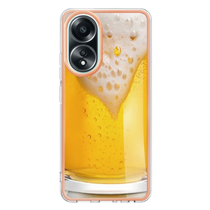 For OPPO A58 4G Electroplating Marble Dual-side IMD Phone Case(Draft Beer) - OPPO Cases by PMC Jewellery | Online Shopping South Africa | PMC Jewellery | Buy Now Pay Later Mobicred