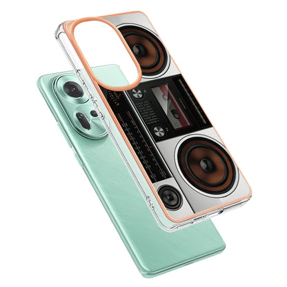 For OPPO Reno11 5G Global Electroplating Marble Dual-side IMD Phone Case(Retro Radio) - Reno11 Cases by PMC Jewellery | Online Shopping South Africa | PMC Jewellery | Buy Now Pay Later Mobicred