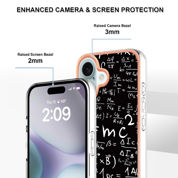 For iPhone 16 Electroplating Marble Dual-side IMD Phone Case(Equation) - iPhone 16 Cases by PMC TechLife | Online Shopping South Africa | PMC TechLife | Buy Now Pay Later Mobicred