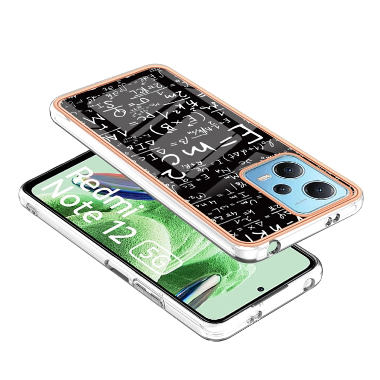 For Xiaomi Redmi Note 12 5G Global Electroplating Marble Dual-side IMD Phone Case(Equation) - Xiaomi Cases by PMC TechLife | Online Shopping South Africa | PMC TechLife | Buy Now Pay Later Mobicred