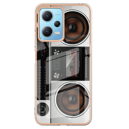 For Xiaomi Redmi Note 12 5G Global Electroplating Marble Dual-side IMD Phone Case(Retro Radio) - Xiaomi Cases by PMC Jewellery | Online Shopping South Africa | PMC Jewellery | Buy Now Pay Later Mobicred