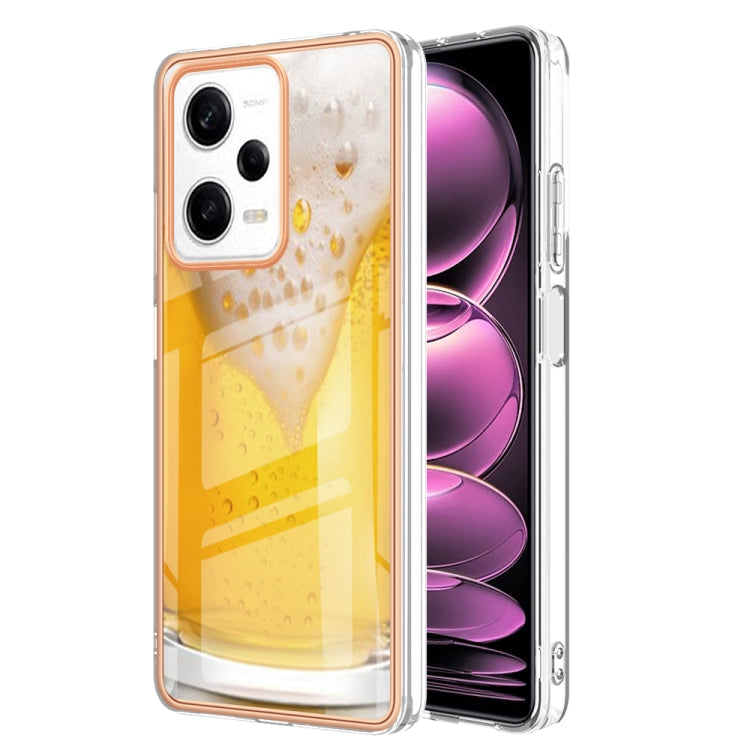 For Xiaomi Redmi Note 12 Pro 5G Global Electroplating Marble Dual-side IMD Phone Case(Draft Beer) - Xiaomi Cases by PMC Jewellery | Online Shopping South Africa | PMC Jewellery | Buy Now Pay Later Mobicred