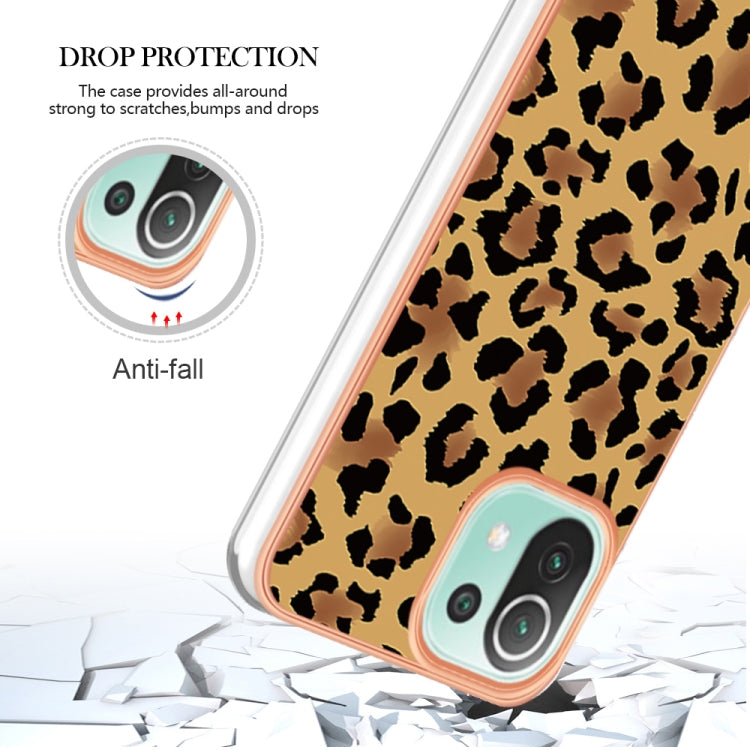 For Xiaomi 11 Lite Electroplating Marble Dual-side IMD Phone Case(Leopard Print) - Xiaomi Cases by PMC Jewellery | Online Shopping South Africa | PMC Jewellery | Buy Now Pay Later Mobicred