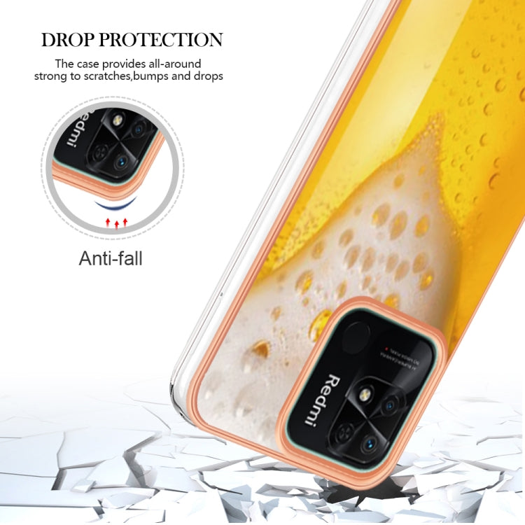 For Xiaomi Redmi 10C Electroplating Marble Dual-side IMD Phone Case(Draft Beer) - Xiaomi Cases by PMC Jewellery | Online Shopping South Africa | PMC Jewellery | Buy Now Pay Later Mobicred