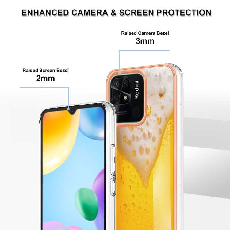 For Xiaomi Redmi 10C Electroplating Marble Dual-side IMD Phone Case(Draft Beer) - Xiaomi Cases by PMC Jewellery | Online Shopping South Africa | PMC Jewellery | Buy Now Pay Later Mobicred