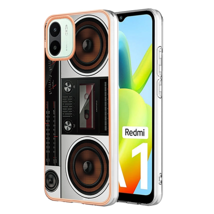 For Xiaomi Redmi A1 Electroplating Marble Dual-side IMD Phone Case(Retro Radio) - Xiaomi Cases by PMC Jewellery | Online Shopping South Africa | PMC Jewellery | Buy Now Pay Later Mobicred