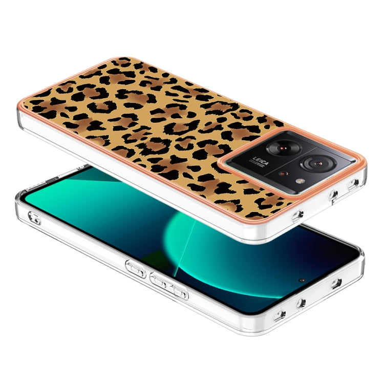 For Xiaomi 13T/13T Pro Electroplating Marble Dual-side IMD Phone Case(Leopard Print) - Xiaomi Cases by PMC Jewellery | Online Shopping South Africa | PMC Jewellery | Buy Now Pay Later Mobicred