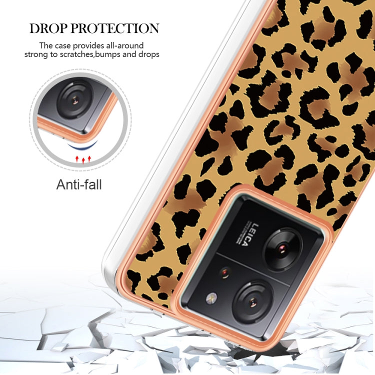 For Xiaomi 13T/13T Pro Electroplating Marble Dual-side IMD Phone Case(Leopard Print) - Xiaomi Cases by PMC Jewellery | Online Shopping South Africa | PMC Jewellery | Buy Now Pay Later Mobicred