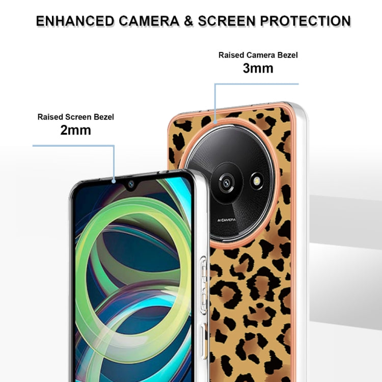 For Xiaomi Redmi A3 Electroplating Marble Dual-side IMD Phone Case(Leopard Print) - Xiaomi Cases by PMC Jewellery | Online Shopping South Africa | PMC Jewellery | Buy Now Pay Later Mobicred