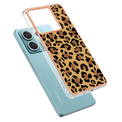 For Xiaomi Redmi Note 13 5G Electroplating Marble Dual-side IMD Phone Case(Leopard Print) - Note 13 Cases by PMC Jewellery | Online Shopping South Africa | PMC Jewellery | Buy Now Pay Later Mobicred