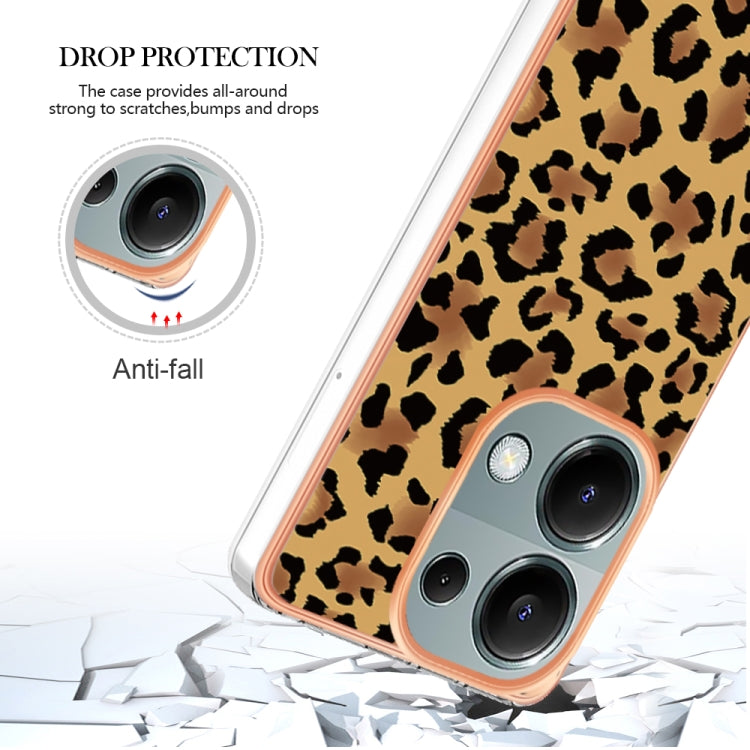 For Xiaomi Redmi Note 13 Pro 4G/Poco M6 Pro 4G Electroplating Marble Dual-side IMD Phone Case(Leopard Print) - Note 13 Pro Cases by PMC Jewellery | Online Shopping South Africa | PMC Jewellery | Buy Now Pay Later Mobicred