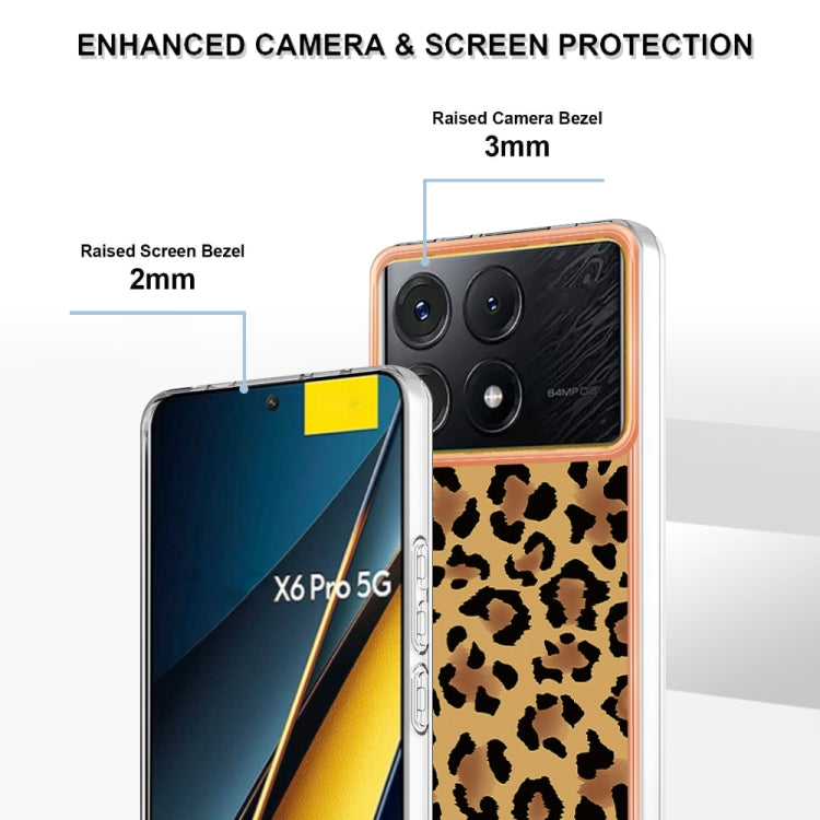 For Xiaomi Poco X6 Pro / Redmi K70E Electroplating Marble Dual-side IMD Phone Case(Leopard Print) - K70E Cases by PMC Jewellery | Online Shopping South Africa | PMC Jewellery | Buy Now Pay Later Mobicred