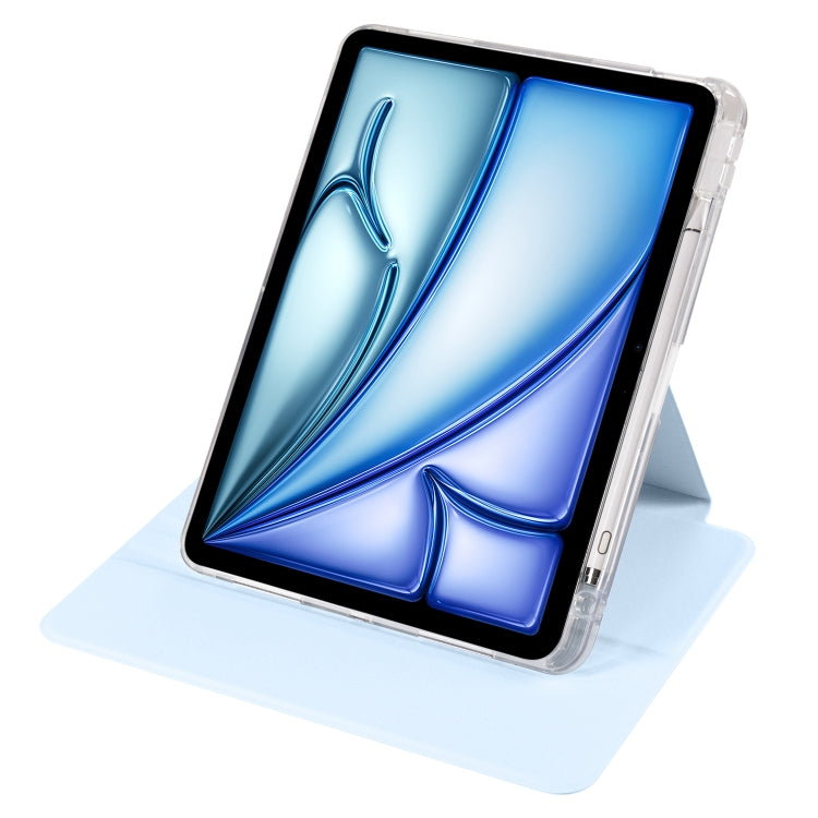 For iPad Air 11 2024 Clear Acrylic 360 Rotation Detachable Leather Tablet Case(Ice Blue) - iPad Air 11 2024 Cases by PMC Jewellery | Online Shopping South Africa | PMC Jewellery | Buy Now Pay Later Mobicred