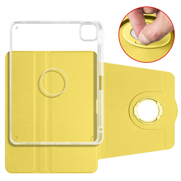 For iPad Air 13 2024 Clear Acrylic 360 Rotation Detachable Leather Tablet Case(Yellow) - iPad Air 13 2024 Cases by PMC Jewellery | Online Shopping South Africa | PMC Jewellery | Buy Now Pay Later Mobicred