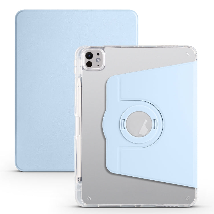 For iPad Pro 11 2024 Clear Acrylic 360 Rotation Detachable Leather Tablet Case(Ice Blue) - iPad Pro 11 2024 Cases by PMC Jewellery | Online Shopping South Africa | PMC Jewellery | Buy Now Pay Later Mobicred