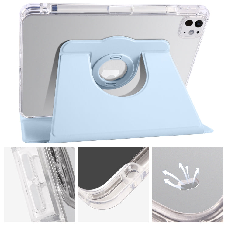 For iPad Pro 13 2024 Clear Acrylic 360 Rotation Detachable Leather Tablet Case(Ice Blue) - iPad Pro 13 2024 Cases by PMC Jewellery | Online Shopping South Africa | PMC Jewellery | Buy Now Pay Later Mobicred