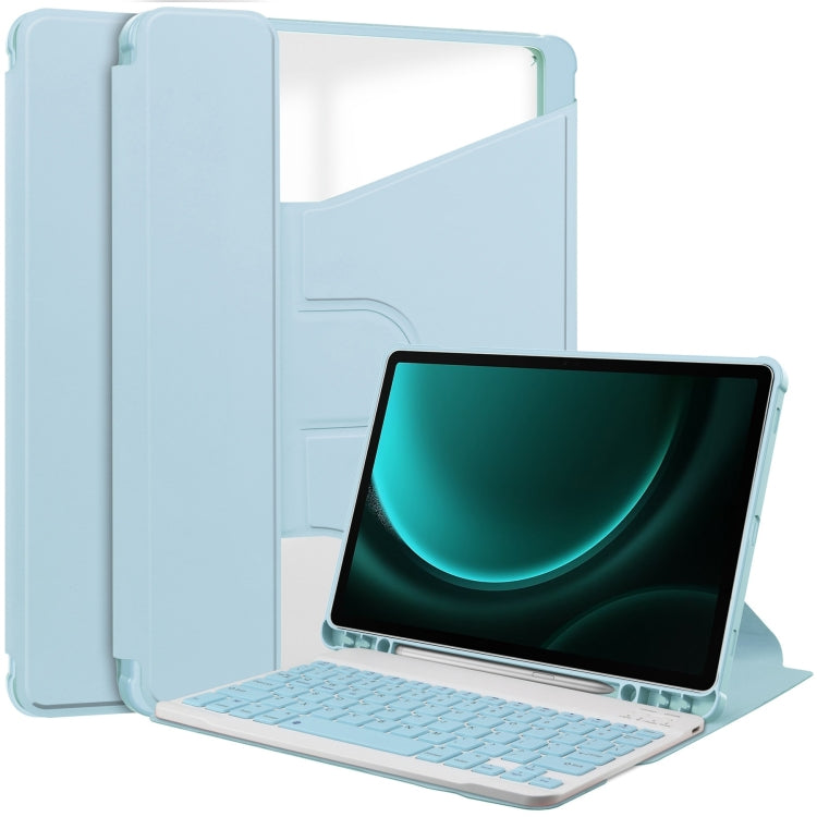 For Samsung Galaxy Tab S9 FE+ 360 Rotation Transparent Smart Leather Case with Keyboard(Sky Blue) - Galaxy Tab S9 FE+ by PMC Jewellery | Online Shopping South Africa | PMC Jewellery