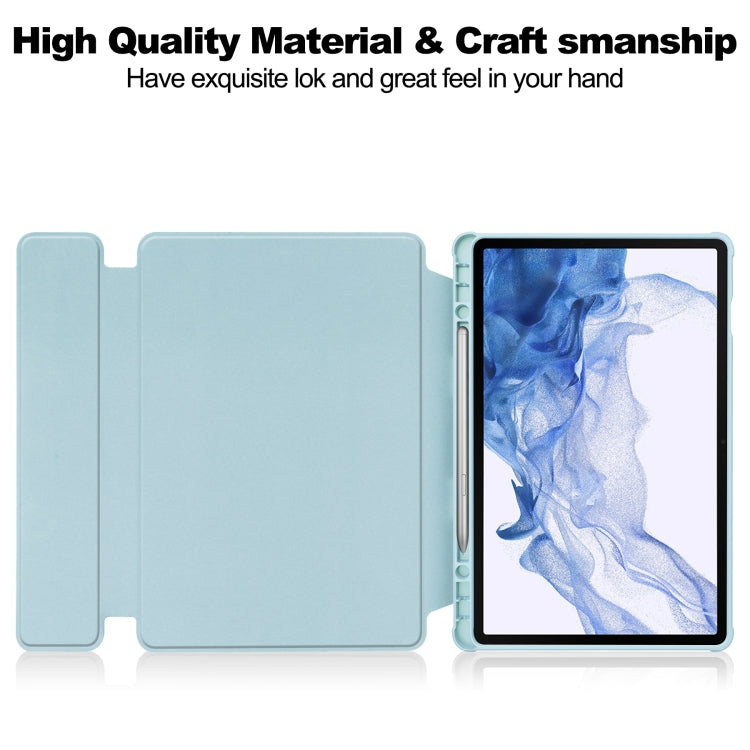 For Samsung Galaxy Tab S9 360 Rotation Transparent Smart Leather Case(Sky Blue) - Galaxy Tab S9 Cases by PMC Jewellery | Online Shopping South Africa | PMC Jewellery | Buy Now Pay Later Mobicred