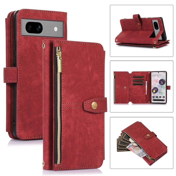 For Google Pixel 7a Dream 9-Card Wallet Zipper Bag Leather Phone Case(Red) - Google Cases by PMC Jewellery | Online Shopping South Africa | PMC Jewellery | Buy Now Pay Later Mobicred