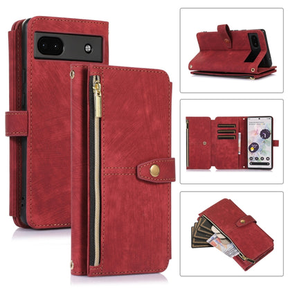 For Google Pixel 6a Dream 9-Card Wallet Zipper Bag Leather Phone Case(Red) - Google Cases by PMC Jewellery | Online Shopping South Africa | PMC Jewellery | Buy Now Pay Later Mobicred