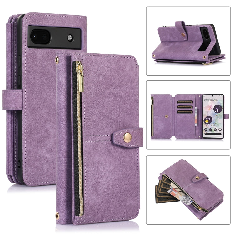 For Google Pixel 6a Dream 9-Card Wallet Zipper Bag Leather Phone Case(Purple) - Google Cases by PMC Jewellery | Online Shopping South Africa | PMC Jewellery | Buy Now Pay Later Mobicred