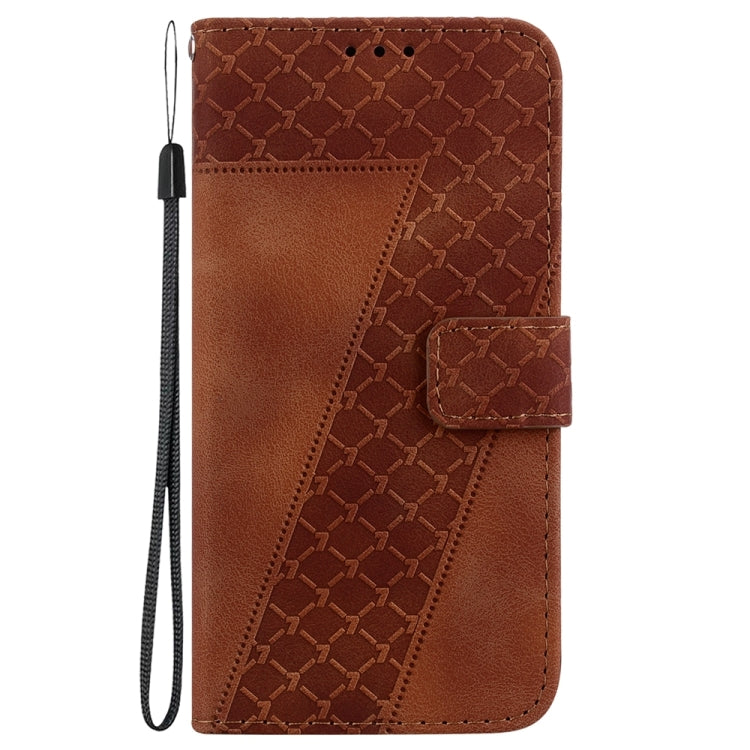 For Motorola Edge 2024 Seven-shaped Embossed Leather Phone Case(Brown) - Motorola Cases by PMC Jewellery | Online Shopping South Africa | PMC Jewellery | Buy Now Pay Later Mobicred