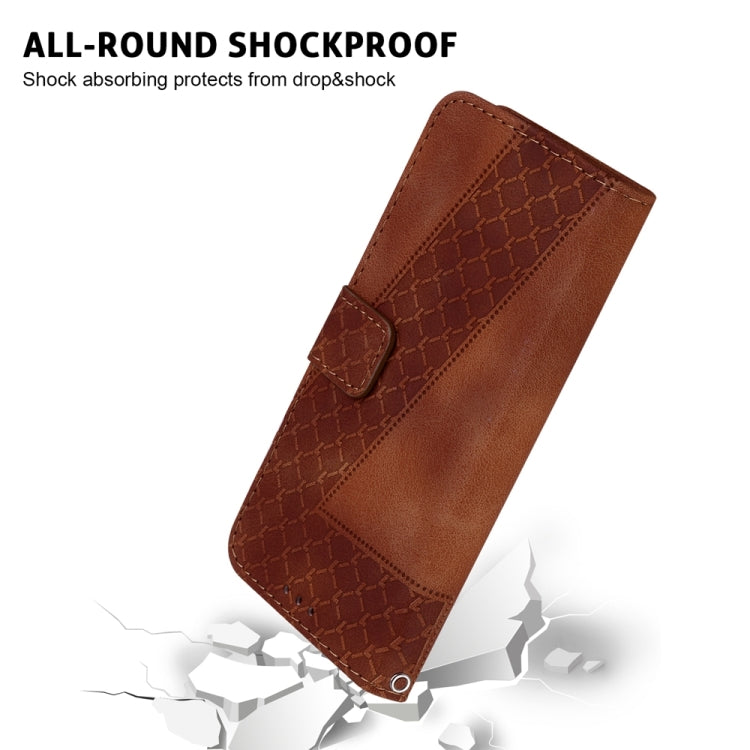 For Motorola Edge 2024 Seven-shaped Embossed Leather Phone Case(Brown) - Motorola Cases by PMC Jewellery | Online Shopping South Africa | PMC Jewellery | Buy Now Pay Later Mobicred