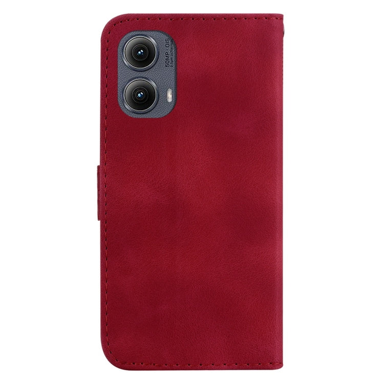 For Motorola Edge 2024 Seven-shaped Embossed Leather Phone Case(Red) - Motorola Cases by PMC Jewellery | Online Shopping South Africa | PMC Jewellery | Buy Now Pay Later Mobicred