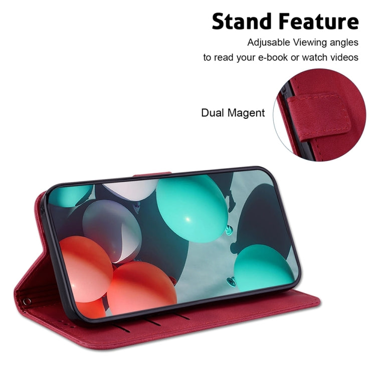 For Motorola Edge 2024 Seven-shaped Embossed Leather Phone Case(Red) - Motorola Cases by PMC Jewellery | Online Shopping South Africa | PMC Jewellery | Buy Now Pay Later Mobicred