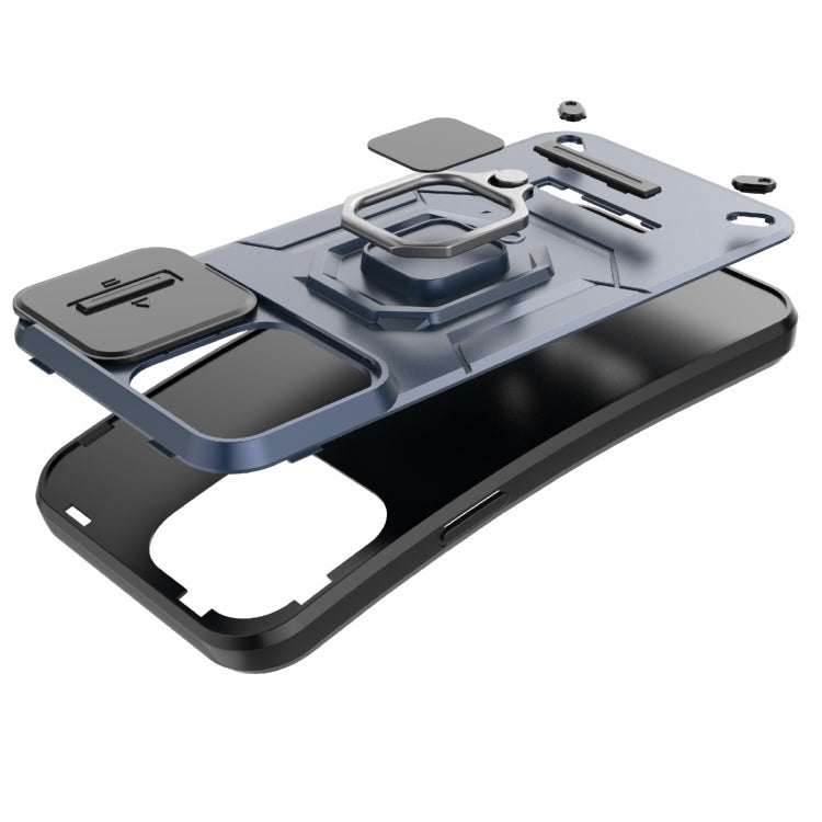For iPhone 15 Pro Sliding Camshield TPU + PC Shockproof Phone Case with Holder(Black) - iPhone 15 Pro Cases by PMC TechLife | Online Shopping South Africa | PMC TechLife | Buy Now Pay Later Mobicred