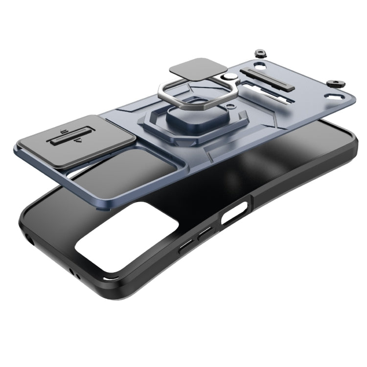 For Xiaomi Redmi Note 12 4G Global Sliding Camshield TPU + PC Shockproof Phone Case with Holder(Black) - Xiaomi Cases by PMC TechLife | Online Shopping South Africa | PMC TechLife | Buy Now Pay Later Mobicred